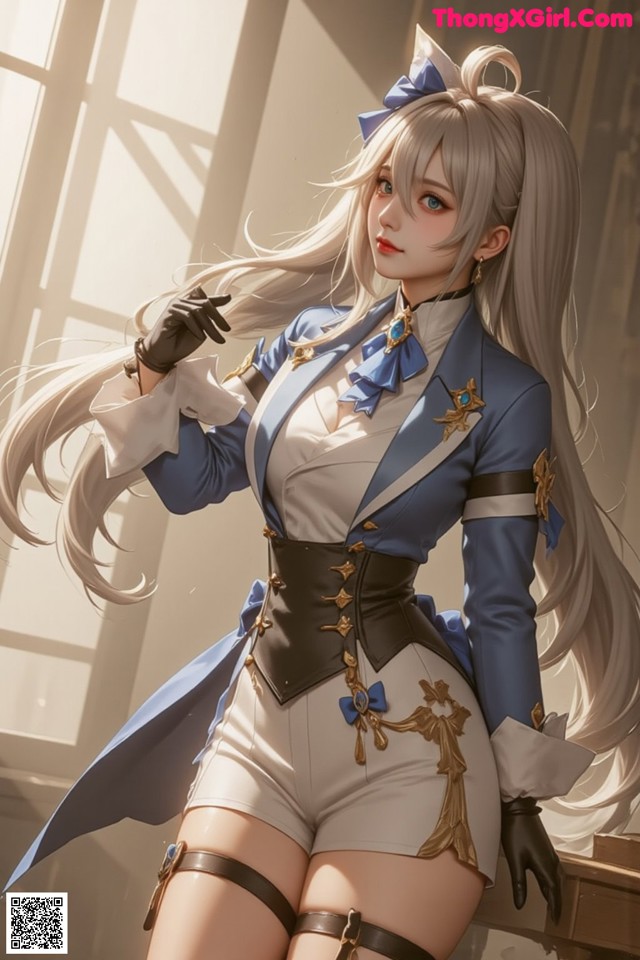 Hentai - Luminous Charm of the Aquatic Enchantress Set.2 20250126 Part 11 No.0ec68b A woman with long white hair wearing a blue and white outfit.