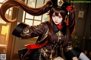 a woman in a sailor outfit sitting on a chair
