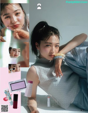 A magazine advertisement for a makeup brand with a woman's face.
